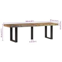 Bankje 160 cm massief gerecycled hout en staal - thumbnail