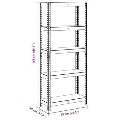 VidaXL Opbergrek 5-laags staal & bewerkt hout antracietkleurig