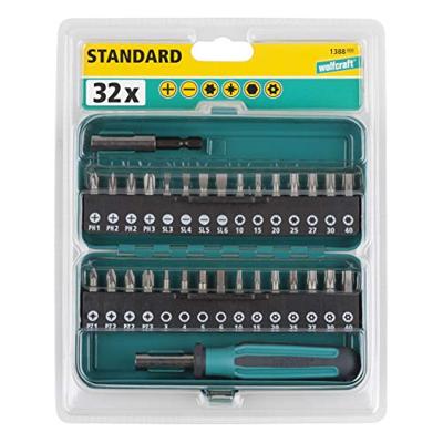 Wolfcraft Bit-box | Sleuf, Kruiskop PH/PZ, TORX® met boring, Inbus | 32-delig - 1388000 Wolfcraft Bit-box | Sleuf, Kruiskop PH/PZ, TORX® met boring, Inbus | 32-delig - 1388000