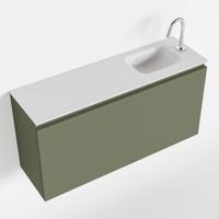 MONDIAZ OLAN 100cm toiletmeubel army. LEX wastafel talc rechts 1 kraangat - thumbnail