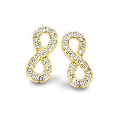 New Bling 9NB-0169 Oorstekers Infinity zilver met zirkonia goudkleurig 15 x 6 mm