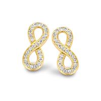 New Bling 9NB-0169 Oorstekers Infinity zilver met zirkonia goudkleurig 15 x 6 mm - thumbnail