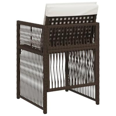 Tuinstoelen 4 st met kussens poly rattan bruin - thumbnail