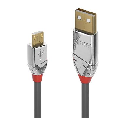 LINDY 36650 0,5 m USB 2.0 type A aan Micro-B kabel, Cromo Line antraciet
