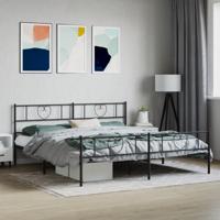 Bedframe met voetbord zonder matras metaal zwart 180x200 cm - thumbnail