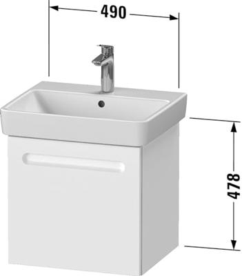 Wastafelonderkast Duravit No.1 Met 1 Lade 49x42.6x47.8 cm Met Geïntegreerde Greep Mat Wit Duravit