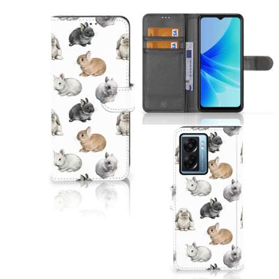 Telefoonhoesje | Met pasjeshouder | voor OPPO A77 5G | A57 5G Konijntjes