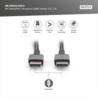 Digitus DB-340201-010-S DisplayPort-kabel DisplayPort Aansluitkabel DisplayPort-stekker 1 m Zwart Afgeschermd (drievoudig), Flexibel, Halogeenvrij, Rond - thumbnail