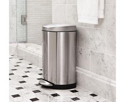 Simplehuman Afvalemmer Half Rond 10 liter (zilver)