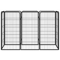 Hondenkennel 8 panelen 50x100 cm gepoedercoat staal zwart - thumbnail