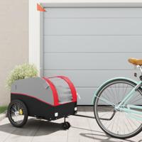 VidaXL Fietstrailer 45 kg ijzer zwart en rood - thumbnail