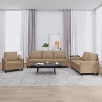 4-delige Loungeset met kussens kunstleer cappuccino - thumbnail