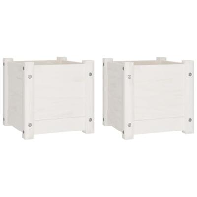 VidaXL Plantenbakken 2 st 31x31x31 cm massief grenenhout wit
