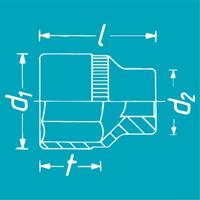 HAZET Dopsleutel 900-22 · 1/2 inch (12,5 mm) vierkant hol · Buiten-zeskant-tractieprofiel · SW 22 mm - thumbnail