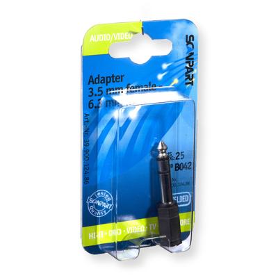 Scanpart audio adapter 3.5mm jack - 6.3mm koptelefoon Mini jack kabel Wit