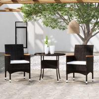 3-delige Tuinset poly rattan zwart - thumbnail