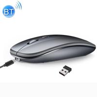 HXSJ M90 2.4 GHz ultradunne Mute oplaadbare dual-mode draadloze Bluetooth Notebook PC Mouse (grijs) - thumbnail