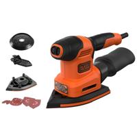 BLACK+DECKER BEW200 200W 4IN1 Multischuurmachine | Vlak-, detail-, en excentrische schuurzool | 1x Schuurvinger | 6x Schuurvellen - BEW200-QS - thumbnail