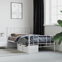 Bedframe met hoofd- en voeteneinde metaal wit 90x200 cm - thumbnail