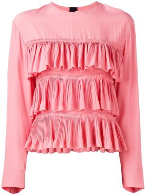 Marni ruffled long-sleeve blouse - PINK