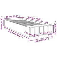 Bedframe bewerkt hout grijs sonoma eikenkleurig 90x190 cm - thumbnail