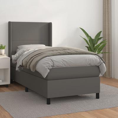 Boxspring met matras kunstleer grijs 180x200 cm - thumbnail