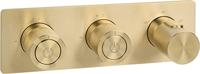 Ben Engraved Cross thermostaat afbouwdeel met omstelrichting geborsteld messing pvd - thumbnail