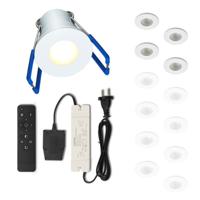 Set LED-inbouwspot met afstandsbediening Varese wit 3W dimbaar IP54 1-12 stuks - thumbnail