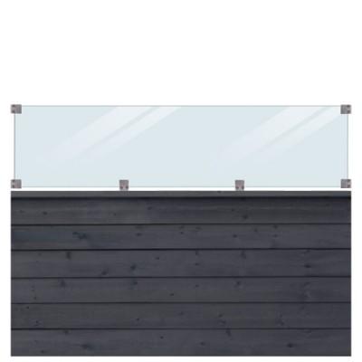 Zwart Houten Stapelrabat Schutting Met Glas Klink 174 x 125 CM Zwart Houten Stapelrabat Schutting Met Glas Klink 174 x 125 CM