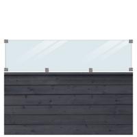 Zwart Houten Stapelrabat Schutting Met Glas Klink 174 x 125 CM - thumbnail