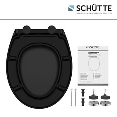 Schutte Duroplast WC-zitting | Zwart | Met valrem en afneembaar - 82410 Schutte Duroplast WC-zitting | Zwart | Met valrem en afneembaar - 82410