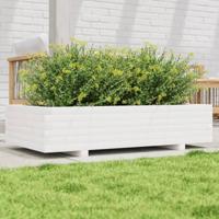 Plantenbak 110x60x26,5 cm massief grenenhout wit - thumbnail