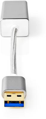 Nedis CCTB61950AL02 Usb-adapter Usb 3.2 Gen 1 Usb Type-a Rj45 Female Verguld Recht 0.20 M Rond Gebreid / Nylon Aluminium Zilver Cover Window Box