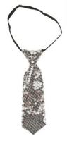 Stropdas pailletten zilver - thumbnail