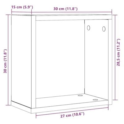 Wandschappen kubus 2 st 30x15x30 cm bewerkt hout zwart eiken