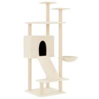 VidaXL Kattenmeubel met sisal krabpalen 153 cm crèmekleurig - thumbnail