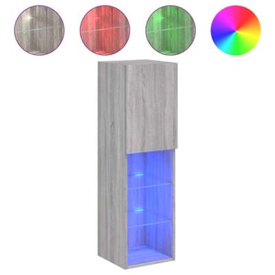 Tv-meubels met LED-verlichting 2 st 30,5x30x102 cm grijs sonoma