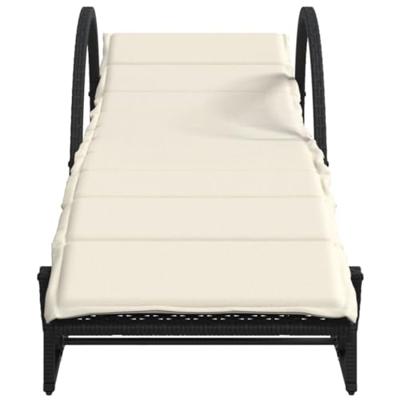 Ligbedden 2 st met tafel poly rattan zwart - thumbnail