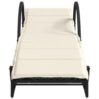 Ligbed met kussen 60x199x42 cm poly rattan zwart - thumbnail