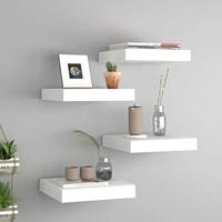 VidaXL Wandschappen zwevend 4 st 23x23,5x3,8 cm mdf wit - thumbnail