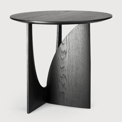 Ethnicraft Ronde Bijzettafel 'Geometric' Gevernist Eikenhout, 51cm, kleur Zwart