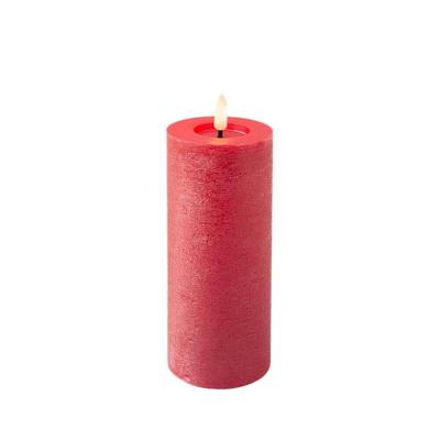 Lumineo LED kaars kerstrood/warm wit 7x19cm