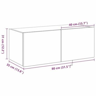 Tv-wandmeubel met LED-verlichting 80x35x31 cm zwart eikenkleur