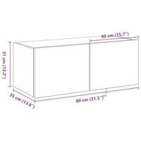 Tv-wandmeubel met LED-verlichting 80x35x31 cm zwart eikenkleur - thumbnail