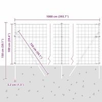 VidaXL Hek met paal grijs 1 x 10 m staal - thumbnail