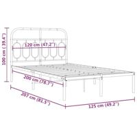 Bedframe met hoofdbord metaal wit 120x200 cm - thumbnail
