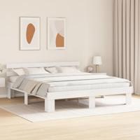 Bedframe met hoofdeinde Wit 180 x 200 cm Massief grenenhout - thumbnail