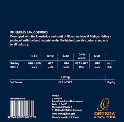 Ortega BJRH-5 Medium Tension String Set snaren voor vijfsnarige banjo
