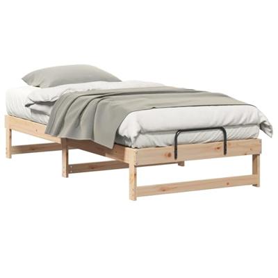 Bedframe met Draaghandvatten Bruin Massief grenenhout