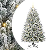 Kunstkerstboom met 150 LED Groen en Wit 150 cm PVC en Metaal - thumbnail
